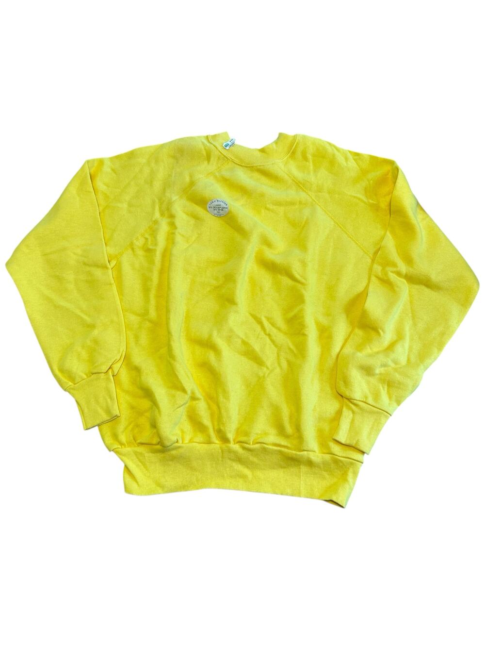 Vtg 80s American Fleece Wear Yellow Blank Crewneck Sweatshirt Womens Large USA